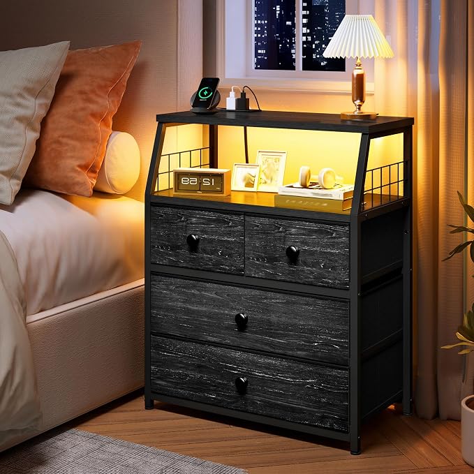 EnHomee 21.8" W Black Nightstand - Image 2