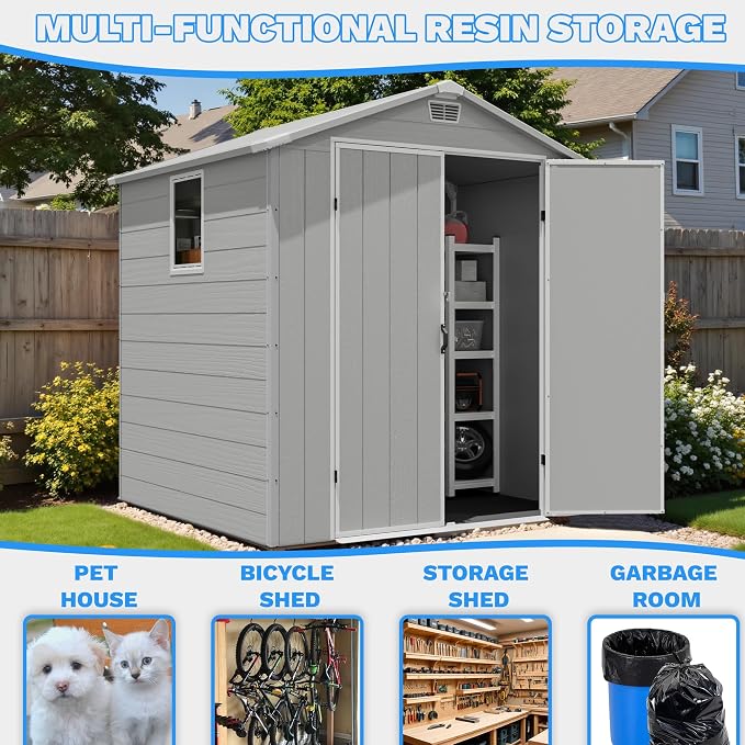 Greesum 6x6FT Plastic Outdoor Storage Shed - Image 3