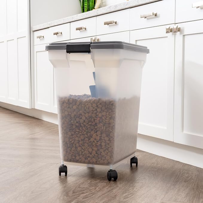 IRIS USA Dog Food Storage Container 40 lbs, Attachable Wheels, & Included Scoop - Image 3