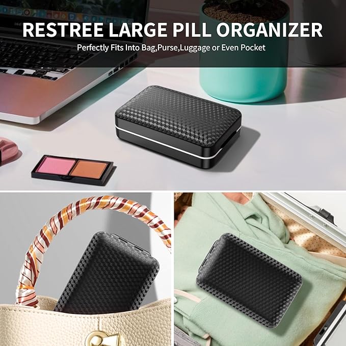 Restree Weekly Pill Organizer, Magnetic Moisture Proof Pill Case, Large - Image 7