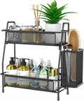 Bathroom Organizer with Basket, 2-Tier Bathroom Tray by THENNIKIGO