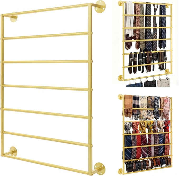 Wall Mounted Display Rack, 7-Layer Wrapping Paper Ribbon Organizer Scarves Tie by kunghei