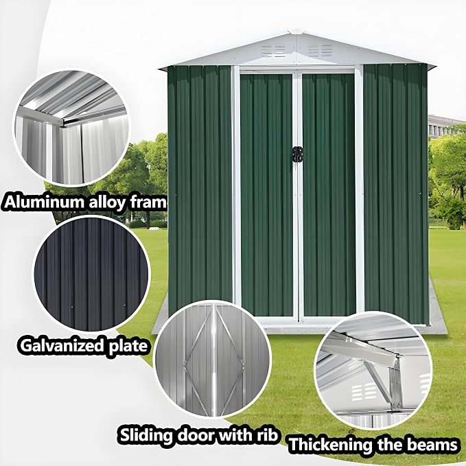 6' x 4' Metal Outdoor Storage Shed, Garden Tool House - Image 4