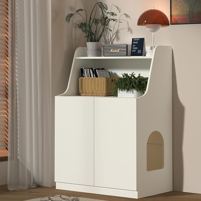 Large/Tall Litter Box Enclosure, Modern Wooden Litter Box Furniture - Image 2