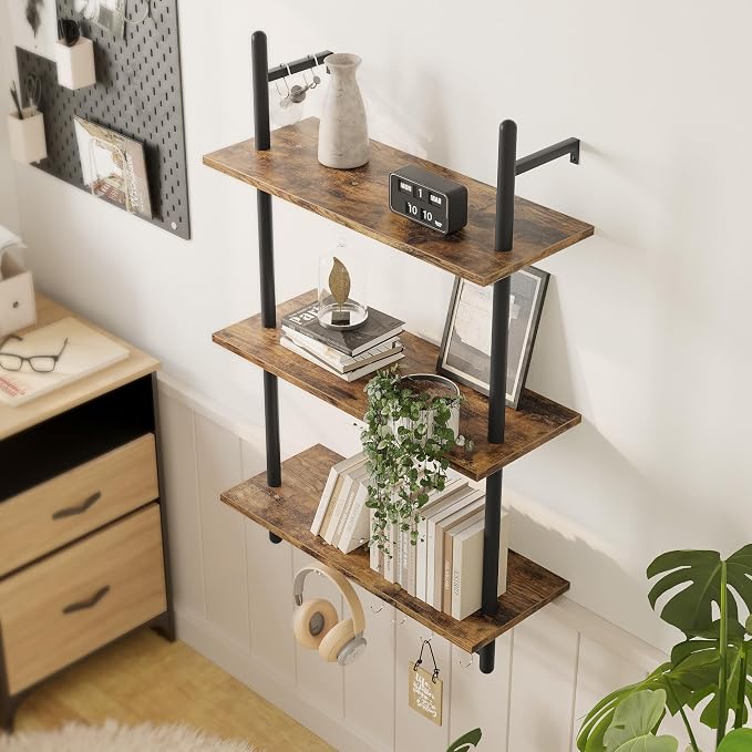 Bestier 3 Tier Industrial Pipe Shelving, Floating Kitchen Shelves - Image 3