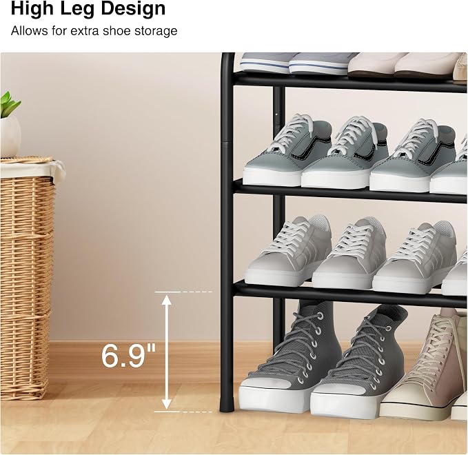 STO STO Expandable Shoe Rack, 3-Tier Metal Small Shoe Rack - Image 5