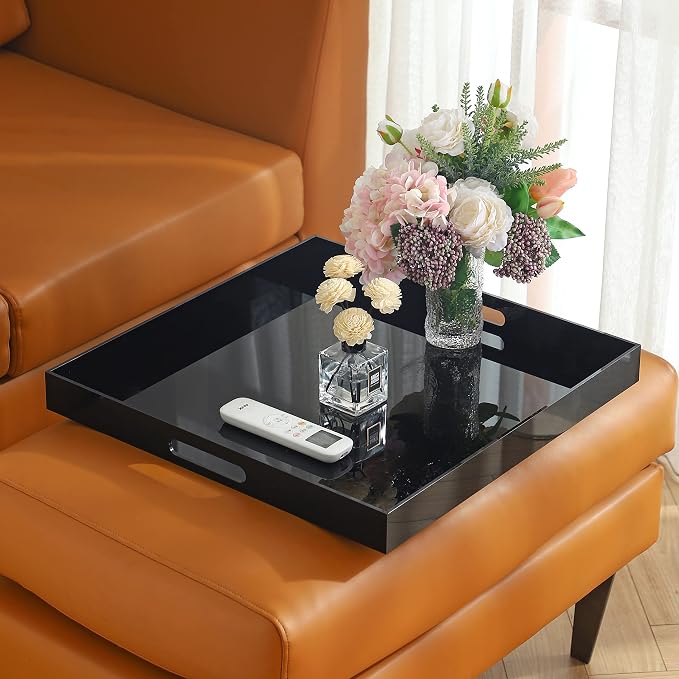 Black King Size Large Acrylic Serving Tray - Image 8