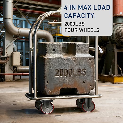 4 Inch Caster, Heavy Duty Caster Wheels Set of 4, Load 2000 Lbs, Polyurethane - Image 4