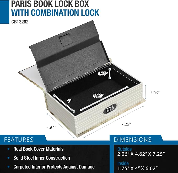 Barska Paris Hidden Book Safe – Combination Lock Diversion Lock Box – Portable - Image 4