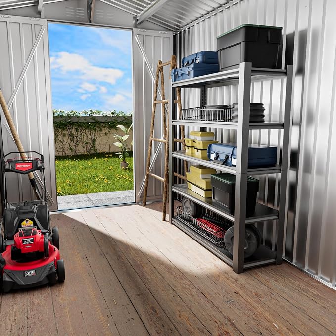6x9ft Outdoor Metal Storage Shed Waterproof Garden Shed - Image 3