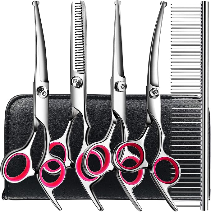 6 in1 Professional Dog Grooming Scissors Kit, Dog Shears by TINMARDA