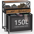 Laundry Hamper 3 Section, 150L Rolling Laundry Sorter Basket by Ollieroo