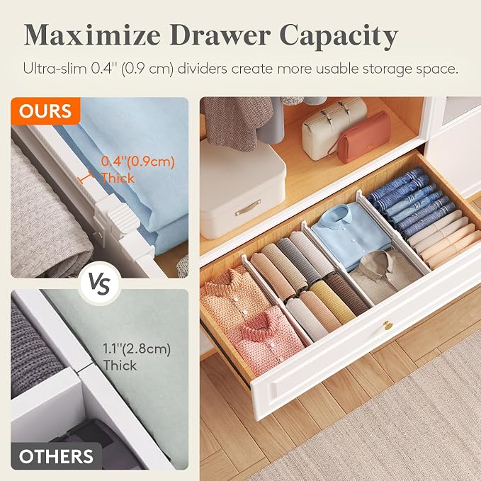 Lifewit 5" Tall 12 Pack Deep Drawer Dividers, 11.5-18.5" Expandable Drawer - Image 4