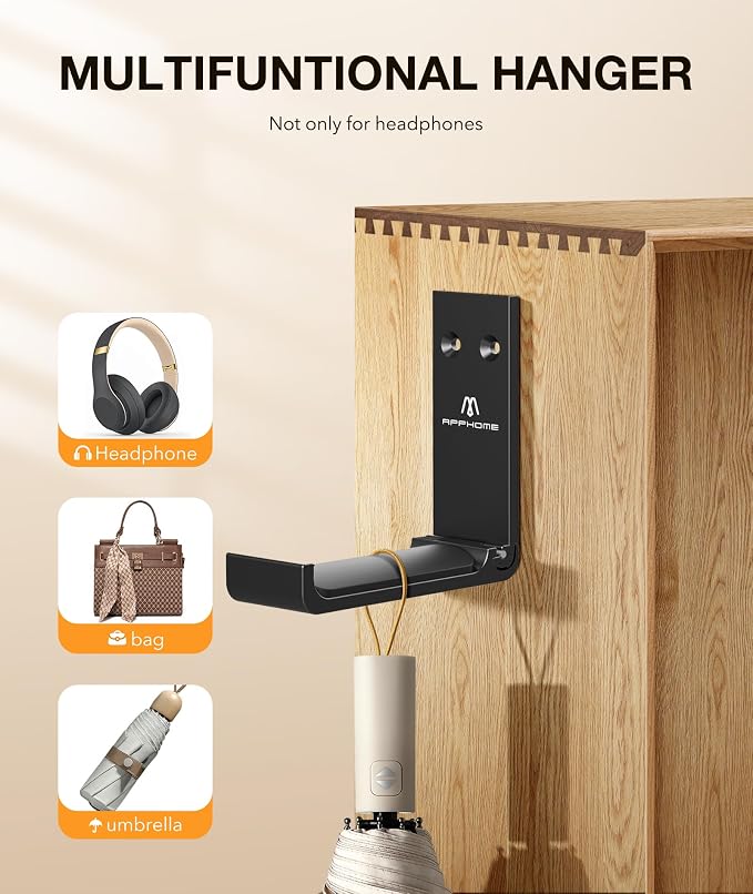 Headphone Stand Hanger Foldable Wall Hooks, Save Space Durable Aluminum Headset - Image 8