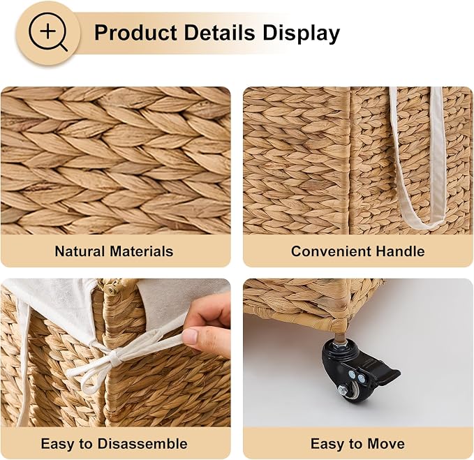 Rolling Laundry Hamper with Wheels, Slim Laundry Basket with Removable Liner - Image 7