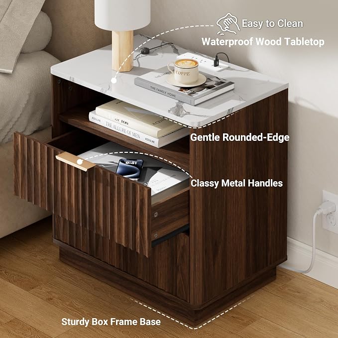 Large Fluted Night Stand Set of 2 - Image 5