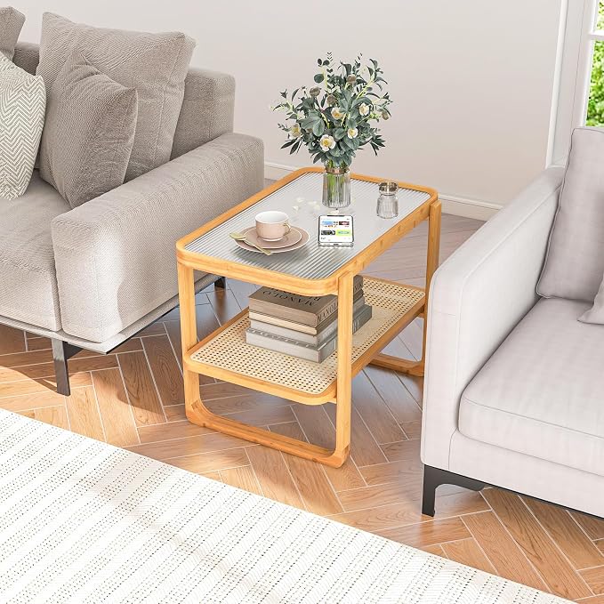 GOFLAME Bamboo Side Table Set of 2 - Image 2