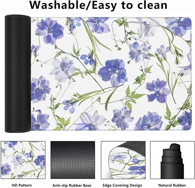 Gaming Mouse Mat Purple Flower Large Mouse Pad Extended Mouse Pad Desk Mat - Image 2