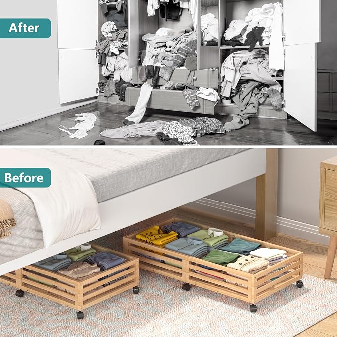 Bamboo Under Bed Storage Containers- Underbed Organizer - Image 6