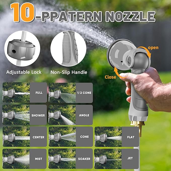 SILVEL Automatic Retractable Garden Hose Reel on Metal Spike, 1/2 in x 90FT - Image 4