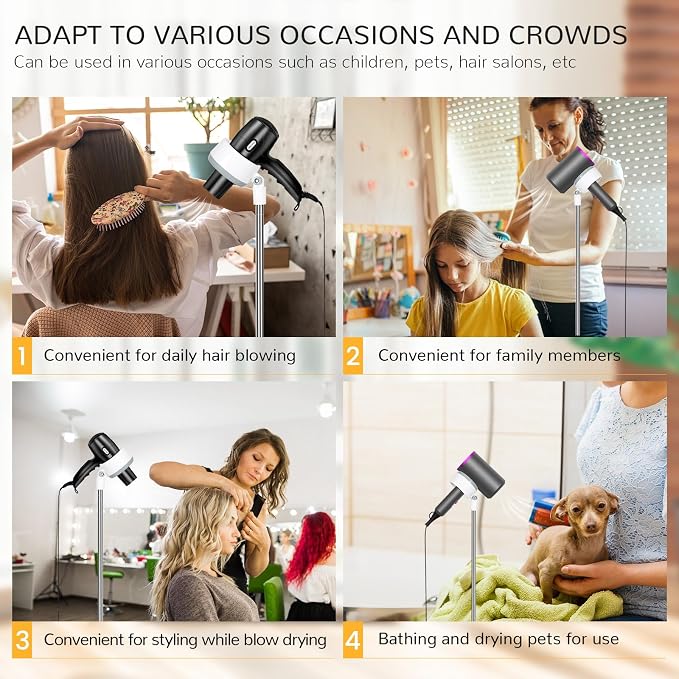INNOLIFE Hair Dryer Stand, Adjustable Height Handsfree Hair Dryer Holder - Image 7