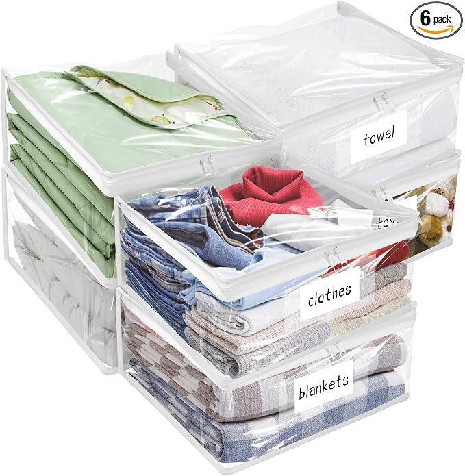Plastic Storage Bags with Easy-Glide Zipper, Durable Clear Vinyl Zippered by Kikerike