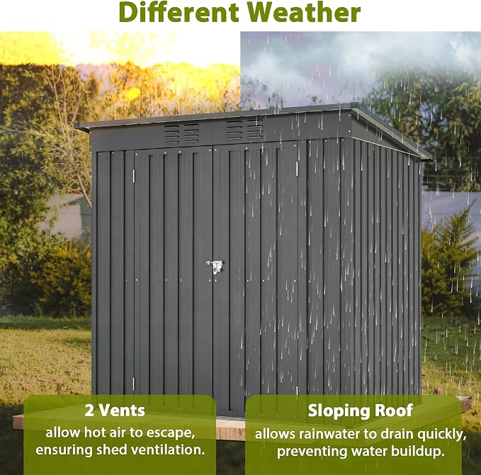 4x6 ft Metal Shed Outdoor Storage Shed, Metal Steel Utility Tool Shed Storage - Image 6