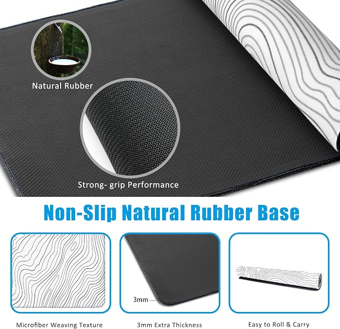 Mouse Pad, Topographic Line Desk Mat - Image 5
