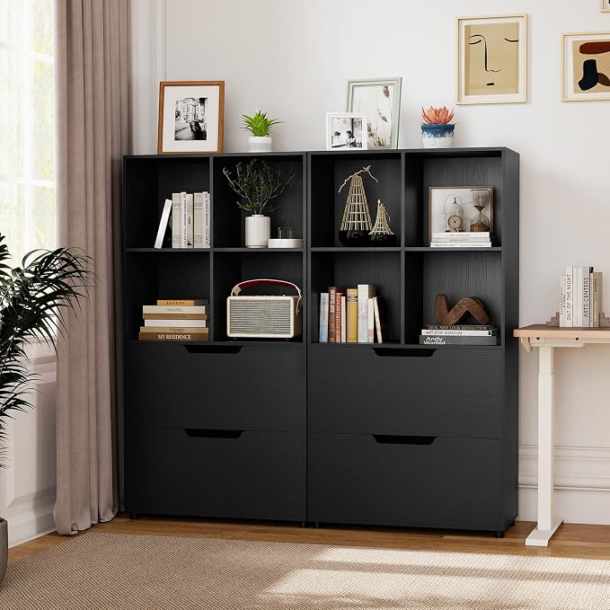 GOFLAME 4-Tier Bookcase with 2 Drawers, 51” Tall Bookshelf with 4-Cube Open - Image 9