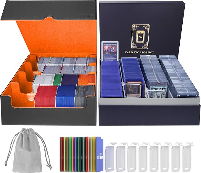 AFIING Trading Card Storage Box 6000+ Capacity – DIY Toploader Case w/ 24 by AFIING