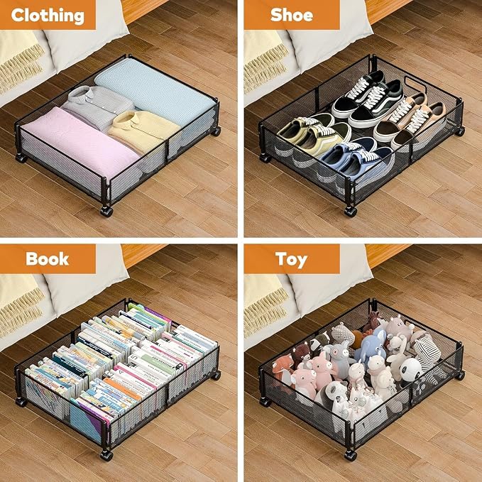 Under Bed Storage with Wheels, Rolling Under Bed Storage Storage Bins - Image 2