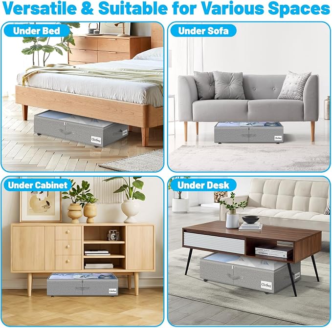 Under Bed Storage with Wheels, Quick Assembly Underbed Shoe Storage Containers - Image 7