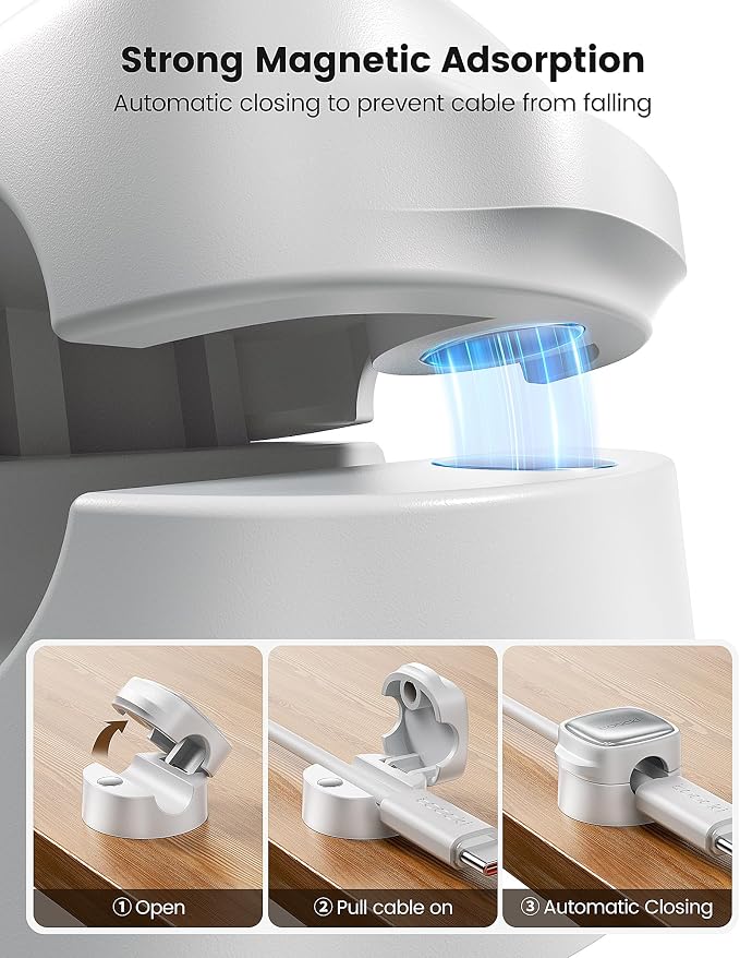 12 Pack Magnetic Cable Clips – Cord Organizer & Holder, Toocki Adhesive Cable - Image 4