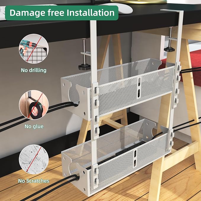 Multi-Model Under Desk Cable Management 2 Pack Metal Under Desk Wire Management - Image 6