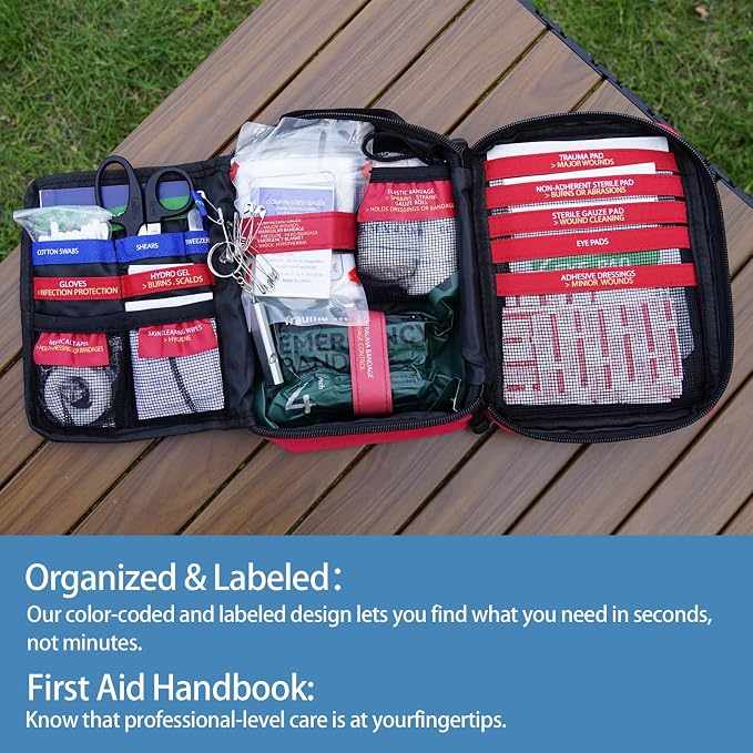 Premium First Aid Kit with Labelled Compartments, Waterproof & Organized Molle - Image 2