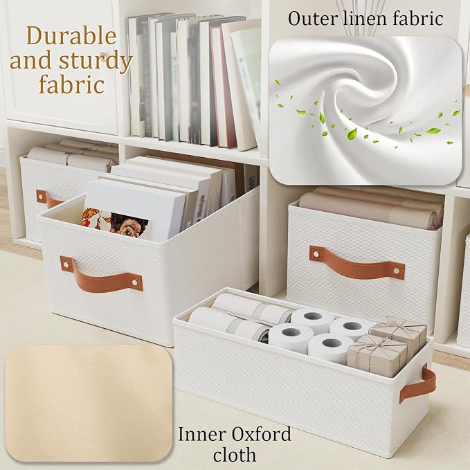 OUTBROS Wardrobe Storage Boxes, Fabric Foldable Bins, Cube Baskets - Image 5