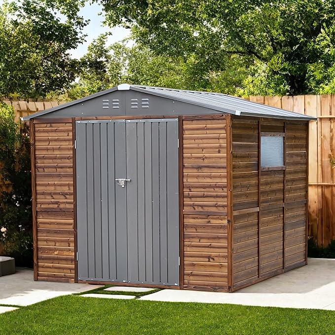 Shed 8' x 8' Storage Shed, 8x8 FT Wood Sheds & Outdoor Storage Clearance by AEMSOFK