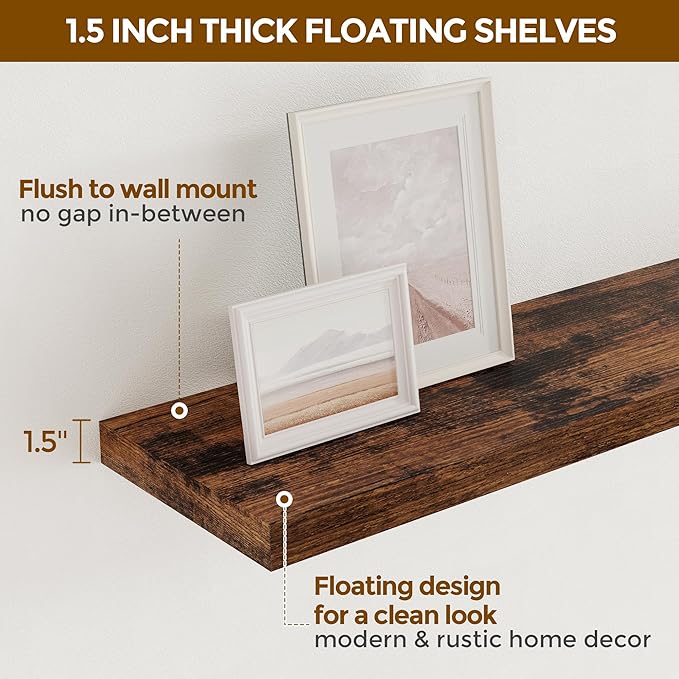 36x9.3 Floating Shelves for Wall, Wood Floating Shelf 36 Inch Long, Large Deep - Image 5