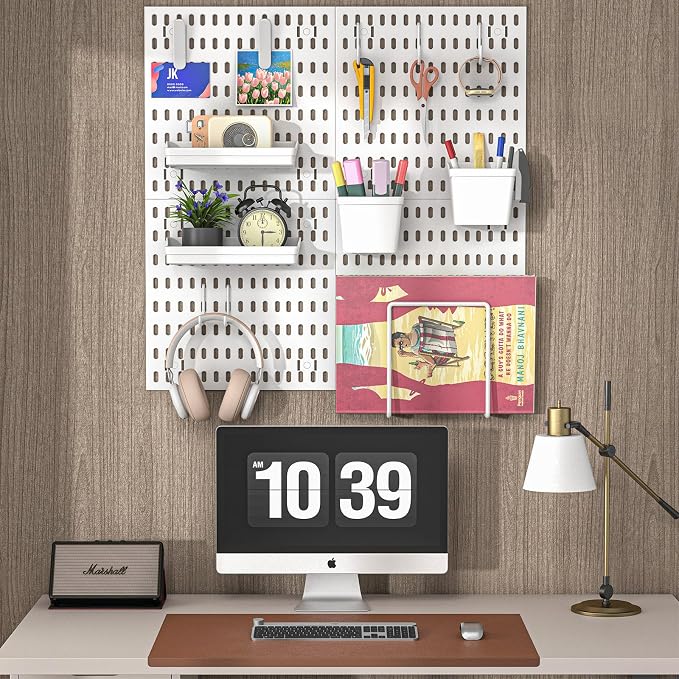 AKTOP Peg Board Wall Organizer 4-Pack – 12"x12" Plastic Pegboard Panels - Image 2
