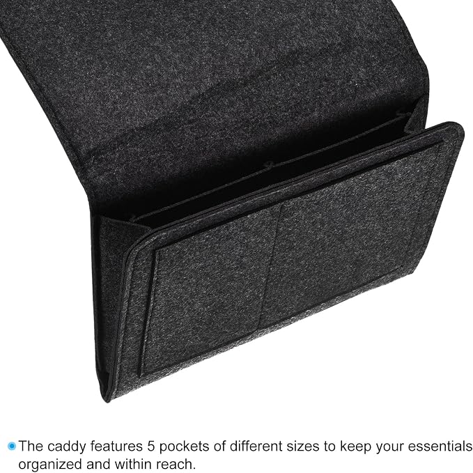 PATIKIL 11in Bedside Caddy, Bed Caddy Bedside Organizer Hanging 5 Pocket Soft - Image 3