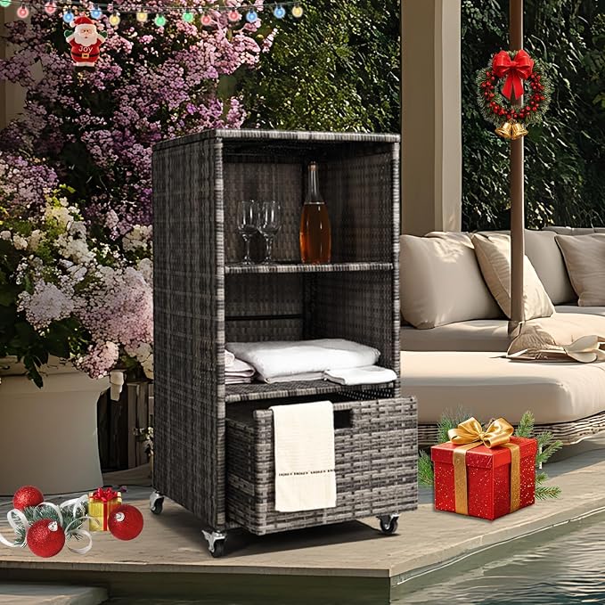 Outdoor Towel Rack for Pool Outdoor Pool Towel Storage Cabinet - Image 3