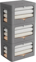 FHSQX 3 Pack Clothes Storage Bins Foldable Metal Frame Storage Box Stackable by FHSQX