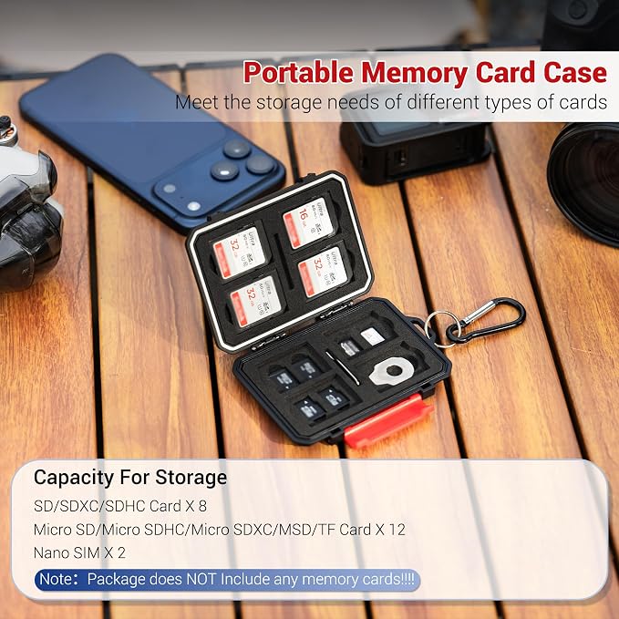 22 Slots SD MicroSD Memory Card Case, IP67 Waterproof Anti-Shock Memory Card - Image 2