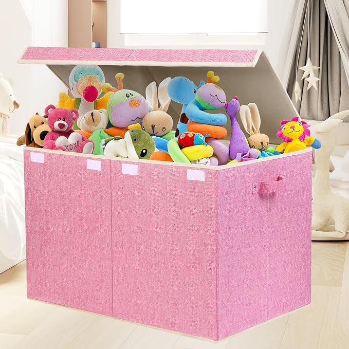 122L Large Toy Box Chest with Lid, Foldable Toy Storage Organizer Bin Boxes - Image 5