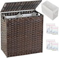 Laundry Hamper with Lid Wicker Laundry Basket 112 L Laundry Hampers Handwoven by SETVSON