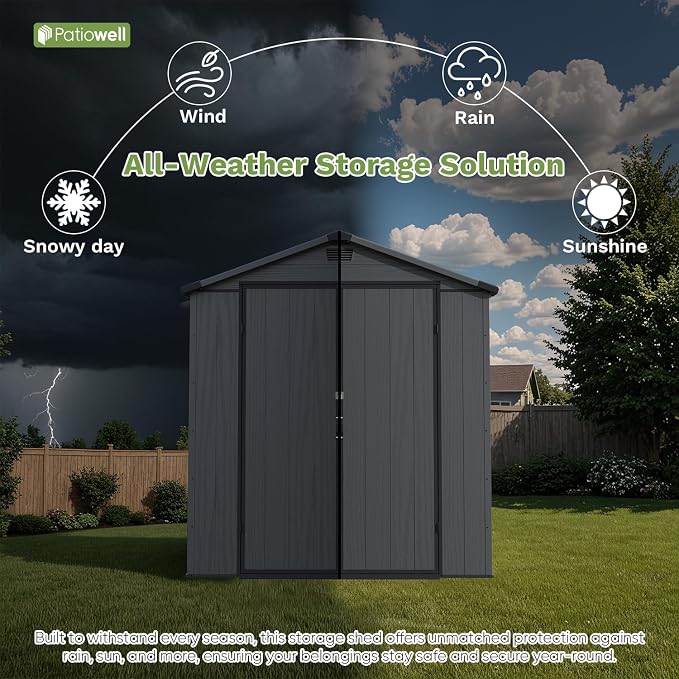 Patiowell 6X4 FT Plastic Outdoor Storage Shed - Image 6
