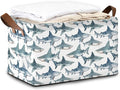 Sharks Storage Bin with Handles, Basket Storage Organizer by Oeaskly