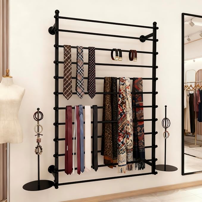 12 Layers 80cm Black Wall Display Stand Wrapping Paper Ribbon Organizer Tie - Image 9