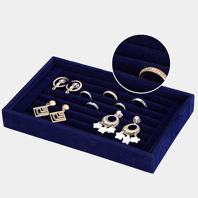 Valyria Velvet 7 Slots Ring Earrings Trays Showcase Display Jewelry Organizer - Image 3