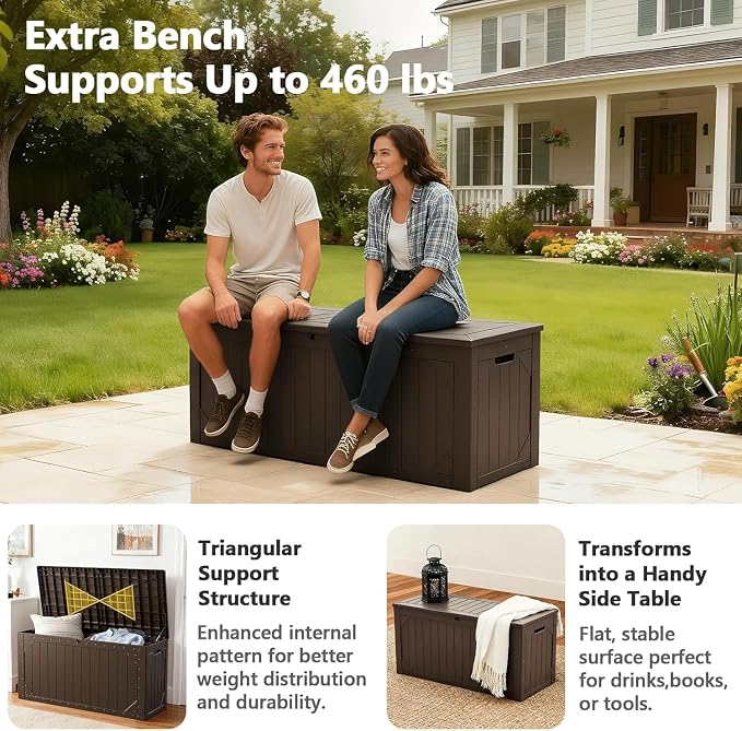 100 Gallon Outdoor Storage Box, Weatherproof Deck Box - Image 4